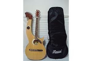 KTONE 12 Strings Harp Guitar, Acoustic Electric Double Neck Guitar with Padded Gig Bag