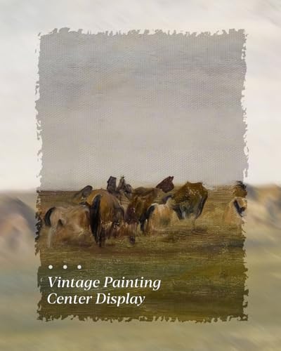 Image of HUARCEY Gold Framed Vintage Wall Art for Living Room, Animals Painting Prints Shelf Decor for Kitchen, Aesthetic Bedroom Wall Art, Best Gifts for Friends or Family - Horses in the Meadow 10L x 8W