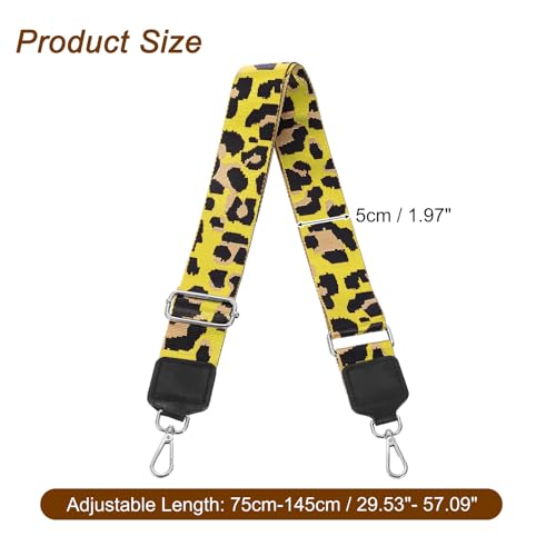 Image of uxcell Wide Shoulder Strap, 5cm Adjustable Purse Strap Replacement Crossbody Strap for Shoulder Bag Wallets, Yellow, Silver Square Mouth Buckle