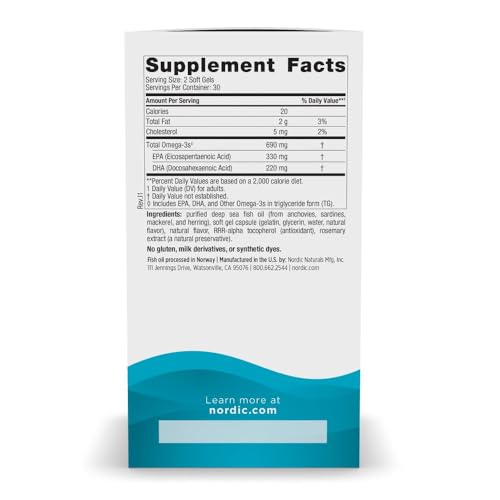 Nordic Naturals Omega-3, 690mg Fish Oil, EPA & DHA, Lemon, 60 Count - image 2
