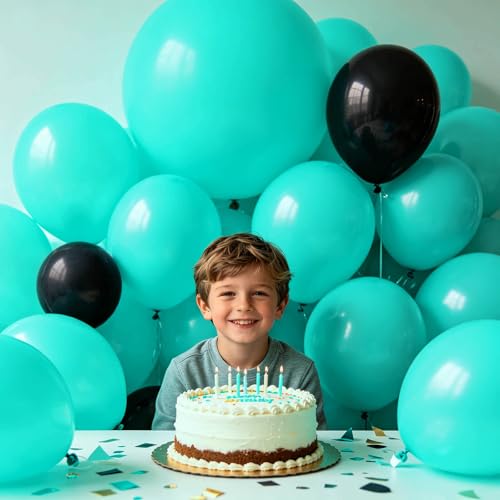 Image of 100pcs Teal Balloons 12 Inch Turquoise Aqua Blue Dark Teal Balloon | Teal Latex balloons Wedding Graduation Engagements, Bridal Shower, Mermaid Birthday Party Decorations