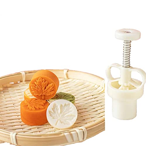 Mooncake Mold 25g- Cookie Stamps Plastic Hand Press Maple Leaf Shape Kitchen Gadgets DIY Baking Pastry Tool (Maple Leaf)