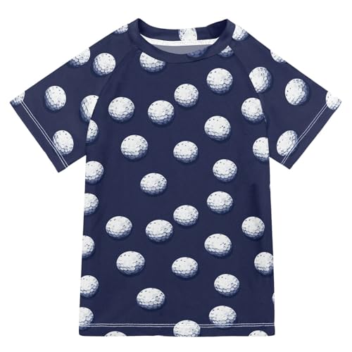 Girls Bathing Suit Short Sleeve Swimsuits for Little Girls 4T Golf Ball Navy Blue