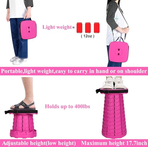 Image of Fishboy Upgraded Collapsible Stool, 400lbs Max Weight, Lightweight But Sturdy, Portable Retractable Folding Telescoping Foldable Camping Stool for Adults Outdoor Fishing Hiking BBQ