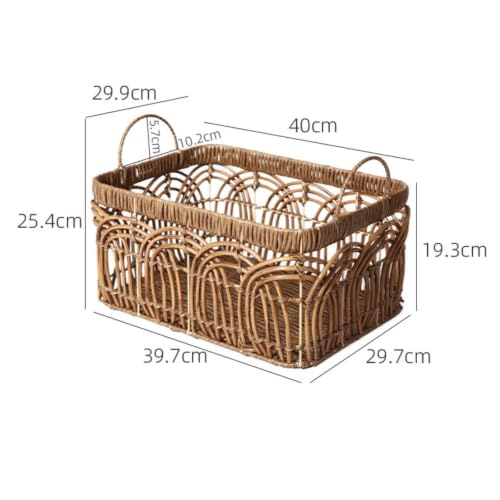 Cesta de mimbre sintético rectangular grande de 39cm para baño y cocina 6