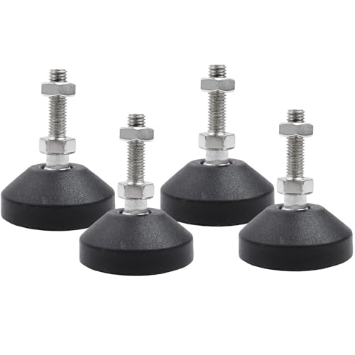 Image of M8x30mm Leveling Feet, 2 Inch Height & 880 lb Capacity, Heavy Duty Adjustable Swivel Furniture Glides, Threaded Rubber Feet Levelers for Table, Shelves, Workbench, Cabinet, Machine, 4Pcs