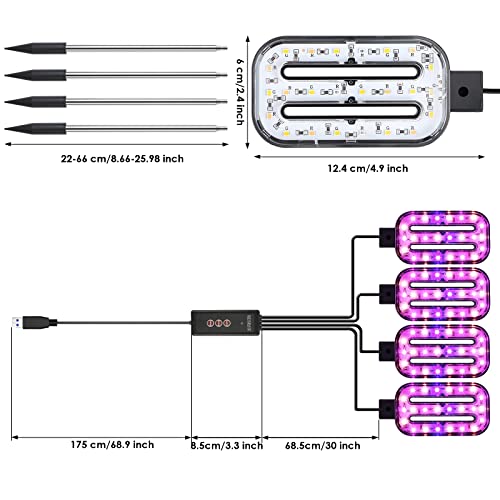 Qiyunmr Led Grow Lights, 40W 4-Heads Led Plant Grow Light For Indoor Plants, 5 Dimmable Levels & 3 Light Modes, Timing Grow Light With Remote Control, 360 Degree Full Spectrum Grow Lamp For Seedlings #TOP1