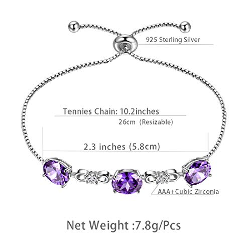 Aurora Tears February Birthstone Bracelet Women 925 Sterling Silver Link Bracelets Round Birthstones Created Amethyst Purple Crystal Feb. Birth Stone Jewelry Girls Birthday Gift Anniversary Present Db0112F #TOP6