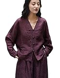 NFYM Women's Tai Chi Clothing Long Sleeve Button Down Blouse Chinese Tang Suit Kungfu Uniform for Zen Meditation Martial Arts (Top, One Size)