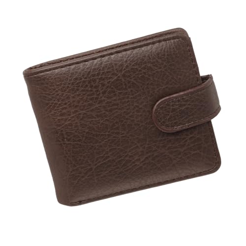 LUFFLOK Billetera de Cuero Marrón, Cartera para Hombres y Mujeres, Billetera Multifuncional Suave con 2 Compartimentos para Billetes con Hebilla, Ranuras para Cartera Tarjetas (Marrón)
