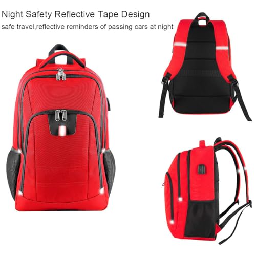 Image of Della Gao Laptop Backpack for Men, 17.3inch Large Business Travel Backpack with USB Charging Port, Water Resistant Computer Bag for Men /Women (Red)