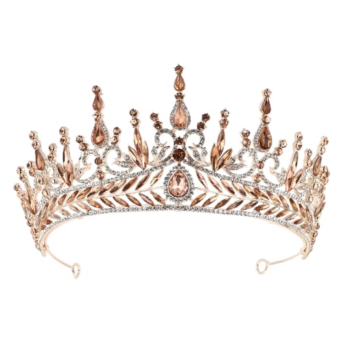 Couronne de mariée baroque en alliage et cristaux rose doré MAGICLULU