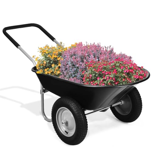 Furniga Dual Wheel Heavy Duty Wheelbarrow 330LBS All-Terrain