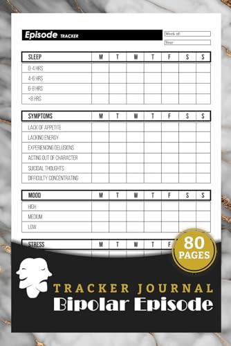 Bipolar Episode Tracker Journal: Weekly Manic Depression Logbook | Document Sleep Quality, Emotional State, Symptoms, and Stress | 80 Pages