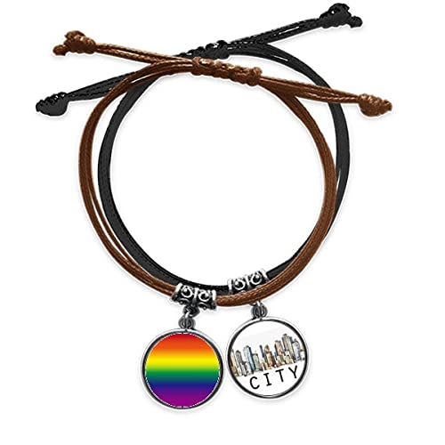 Bracelet corde LGBT arc-en-ciel dégradé bijoux cuir homme et femme Sidi