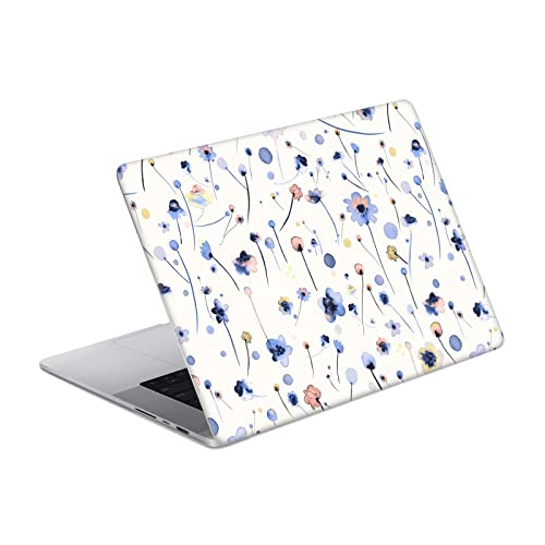 Autocollant bleu doux floral pour MacBook Pro 16 A2485 en vinyle fin