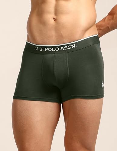 Image of U.S. Polo ASSN. Mens ET004 Anti Microbial Cotton Stretch Essential Underwear Trunk -Pack of 2