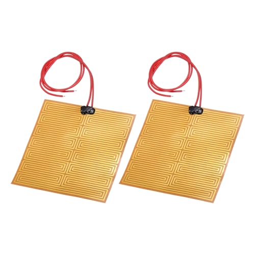Image of sourcing map 2pcs Heater Film Heating Plate, 25W 12V Adhesive Polyimide Heat Pad Heating Elements Film 100mmx100mm Heater Strip for Constant Temperature