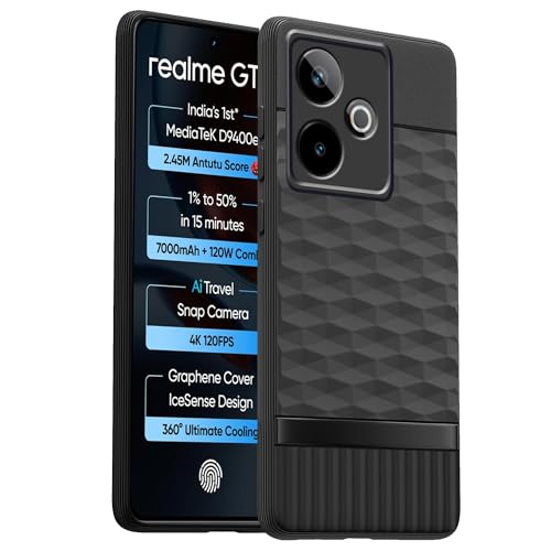 Image of amazon basics TPU Soft Back Cover for Realme GT 7 / Realme GT 7T | Full Camera Protection | Flexible Shockproof Back Case for Realme GT 7 / Realme GT 7T (Black)