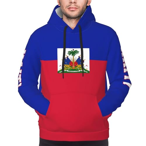 Haiti Flag Haitian Patriotic Men Hoodies Sweatshirt Drawstring Pullover Outerwear Pride Hood2
