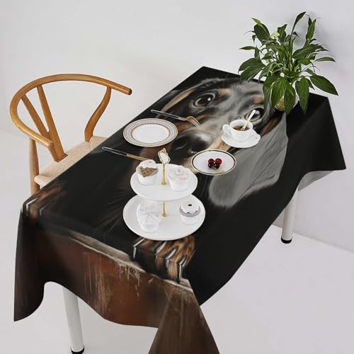 Nappe en lin rectangulaire contre les plis pour table rustique et salle à manger