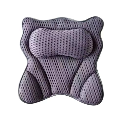 Bath Pillow, 4D Luxury Bathtub Pillow for Head Neck Shoulder & Back Support, Ergonomic Bath Cushion with 6 Powerful Suction Cups for Hot Tub & Home Spa (Black)