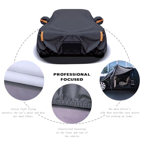 Image of Tesla Model Y Car Cover (2020-2026) Waterproof All Weather, Heavy Duty Car Covers with Driver Door Zipper, Outdoor Rain Snow UV Protection (185 inch - 190 inch)