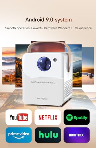 Image of Technoview CY303PRO Smart WiFi Projector, 720P Ful HD, 4K Input Support, Android 9.0, Auto Focus, Auto Keystone, 130 ANSI Brightness, WiFi 6, 3W Speaker, Bluetooth 5.0, USB, HDMI, AUX (White)
