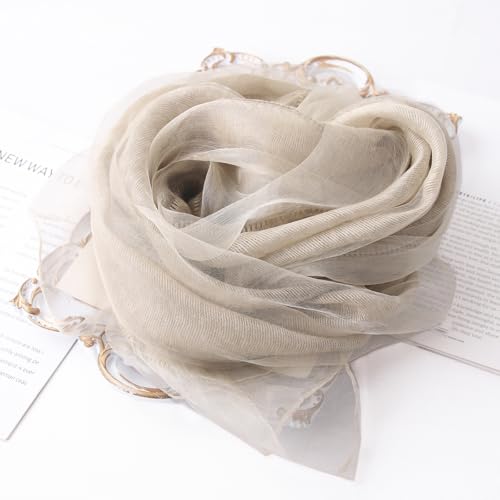 Women's Double Layer Scarf Lightweight Silk Wool Blend - Fluffy Airy All-Season Scarf Solid Color for Coats & Jackets3