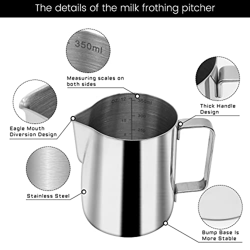 Foto von Ezebesta 51mm Kaffee Tamper Set 304 Edelstahl Base Holzgriff Siebträgermaschine Zubehör Espresso Tamper mit Tampermatte, Milchkännchen (350ml), Barista Handtuch