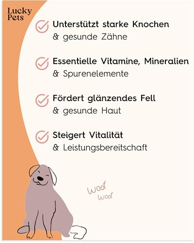 Lucky Pets Barf Pulver 1kg - Seealgenmehl Hund, Barf Zusatz Hund, 100% natürliche Mineralien und Vitamine für Hunde, Unterstützt gesunde Knochen, Haut und Fell