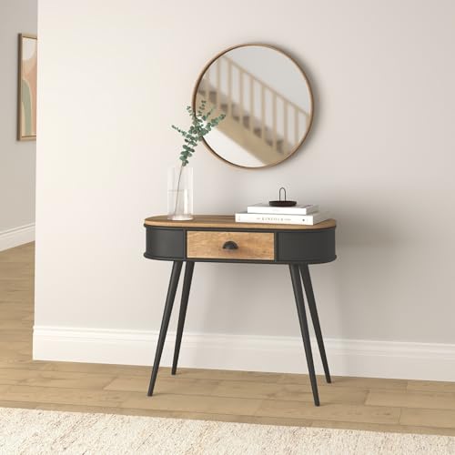 Image of The Attic Gunmetal Console Table for Living Room Foyer - Designer Natural Matte Finish
