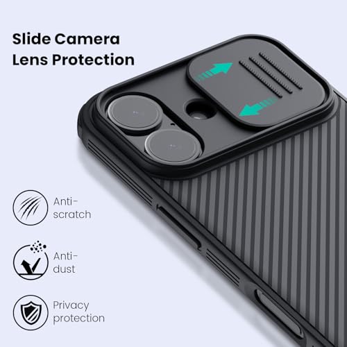 Image of Nillkin for iPhone 17 Case with Slide Camera Cover, Thin Slim Fit, Shockproof Protective, Protector Privacy, Phone Case iPhone 17 Camera Lens Protector 6.3 inch, Black