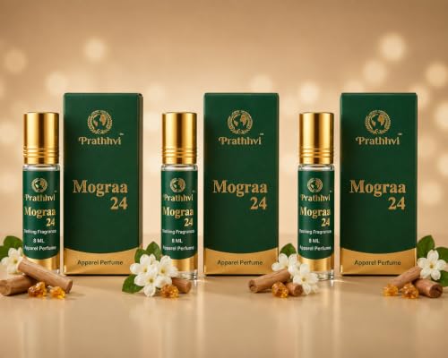 Image of Mograa Attar Roll-On Perfume Oil 8 ml x 3 | Alcohol Free | Long Lasting Rich Fragrance | Men & Women | Pocket Size Travel Friendly Roll On | Daily Wear (Pack of 3)