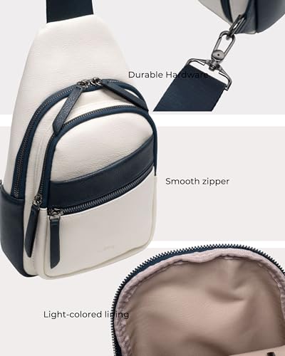 Image of Alldaily Large Sling Bag for Women Crossbody Purse Leather Fashionable Trendy Chest Bag for Travel, Fanny Pack (Dark Blue&White)