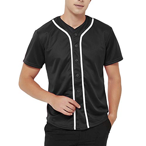 TOPTIE Camisa beisbol para hombre, uniforme deportivo de equipo con botones miniatura 3
