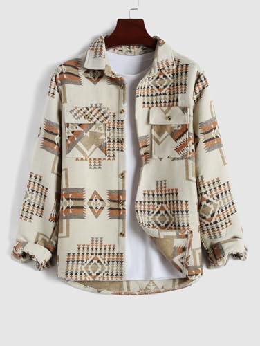 Image of ZAFUL Mens Plaid Shirt,Long Sleeves,Classic Flannel Shirt Button Down Shirt | Mens Fall Clothes Lightweight Long Sleeve Button Down Flap Pocket Jacket Tops for Fall&Winter 2026