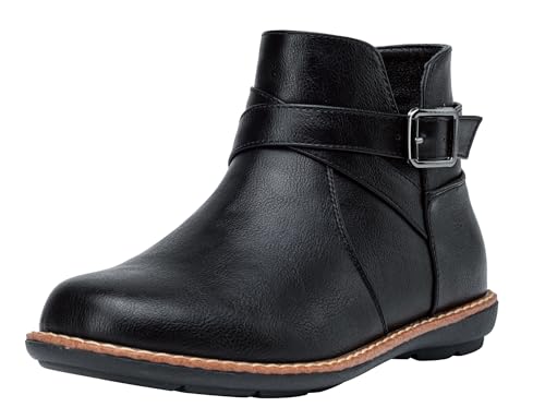 Vepose Womens 9005 Flat Ankle Boots, No Heel Round Toe Short Booties