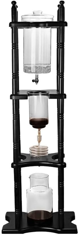 Cold Brew Coffee Maker, Ice Drip Coffee Tower 2500ml Glass Dutch Coffee Dripper, Manual Slow Drip Iced Coffee Pot with Solid Wood Frame & Reusable Filter, for Cafe, Bar, Party, Home Brewing