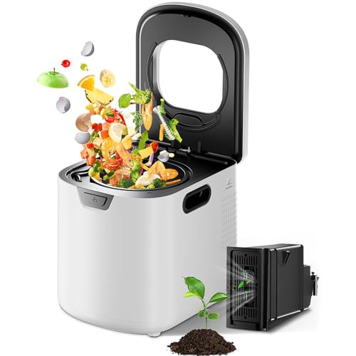 Compostador eléctrico de 4 litros para Cocina, contenedor Inteligente de abono para residuos de Alimentos con 2 filtros de Carbono, 3 Modos (rápido/estándar/fermento), Limpieza automática