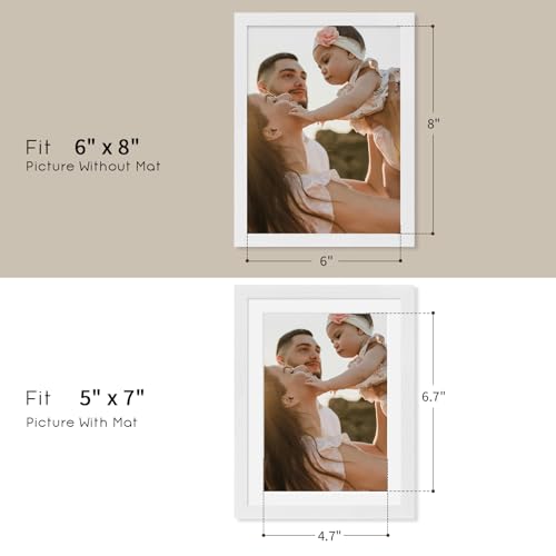 6x8 Oak Wood Picture Frame - Minimalist 6x8 Picture Frame, 6"x8" Frame Wood, Natural Solid Wooden Picture Frames for Wall Art Photo and Prints(3 Pack, White)