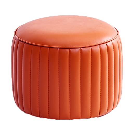 Tabouret à langer ottoman rouge orange en cuir pour chambre - 4