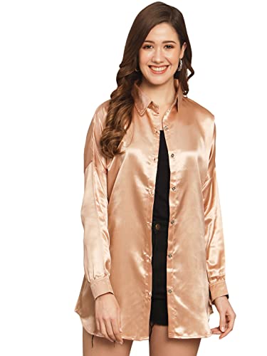 Image of FUNDAY FASHION Women Loose Fit Boxy Fit Solid Casual Long Shirt