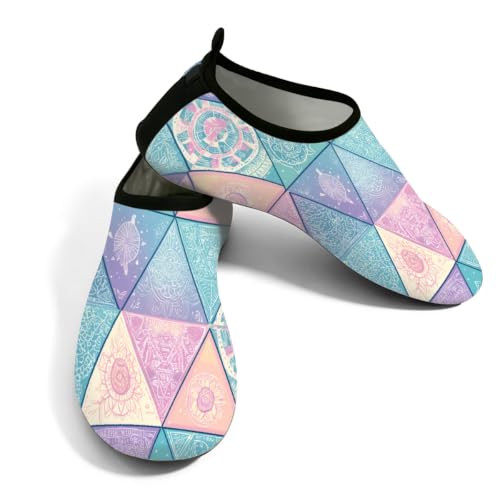 Zapatos acuáticos unisex para playa y piscina con diseño de mandala multicolor