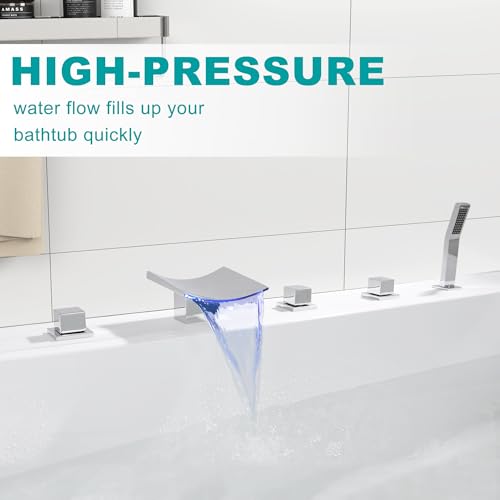 Robinet de baignoire cascade à LED avec douchette Dr Faucet chrome - 4