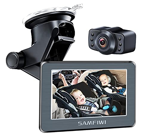 Baby Car Mirror Car Seat Mirror Camera with 5   HD Infrared Night Vision Function Car Mirror Display, 170°Wide View, Stable Sucker Bracket, Best Baby Monitor and Camera for Baby Car Seat Rear Facing