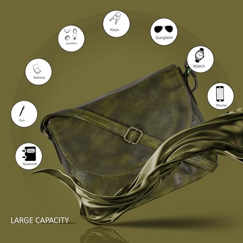 Image of Genuine Leather Shoulder Crossbody Purse For Women with Adjustable Strap, Mobile Pocket & Outside & Inside Zipper