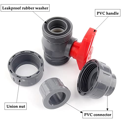 Válvula de bola de PVC de 25mm unión doble para adaptador de tanque gris 5