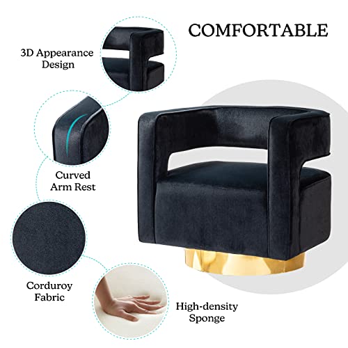 Sillón Barrel Giratorio Moderno Curvado Negro miniatura 5