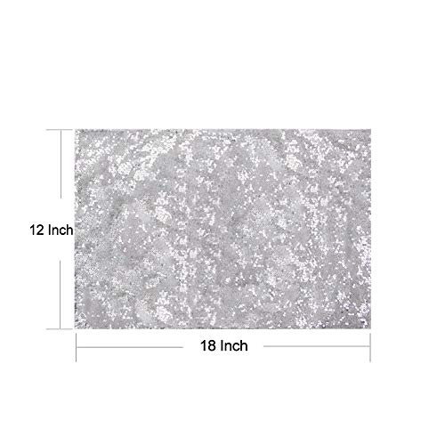 Squarepie Sequin Placemat Sparkly For Dining Table Kitchen Dinner 12 X 18 Inch Rectangle Set Of 4 Silver #TOP4